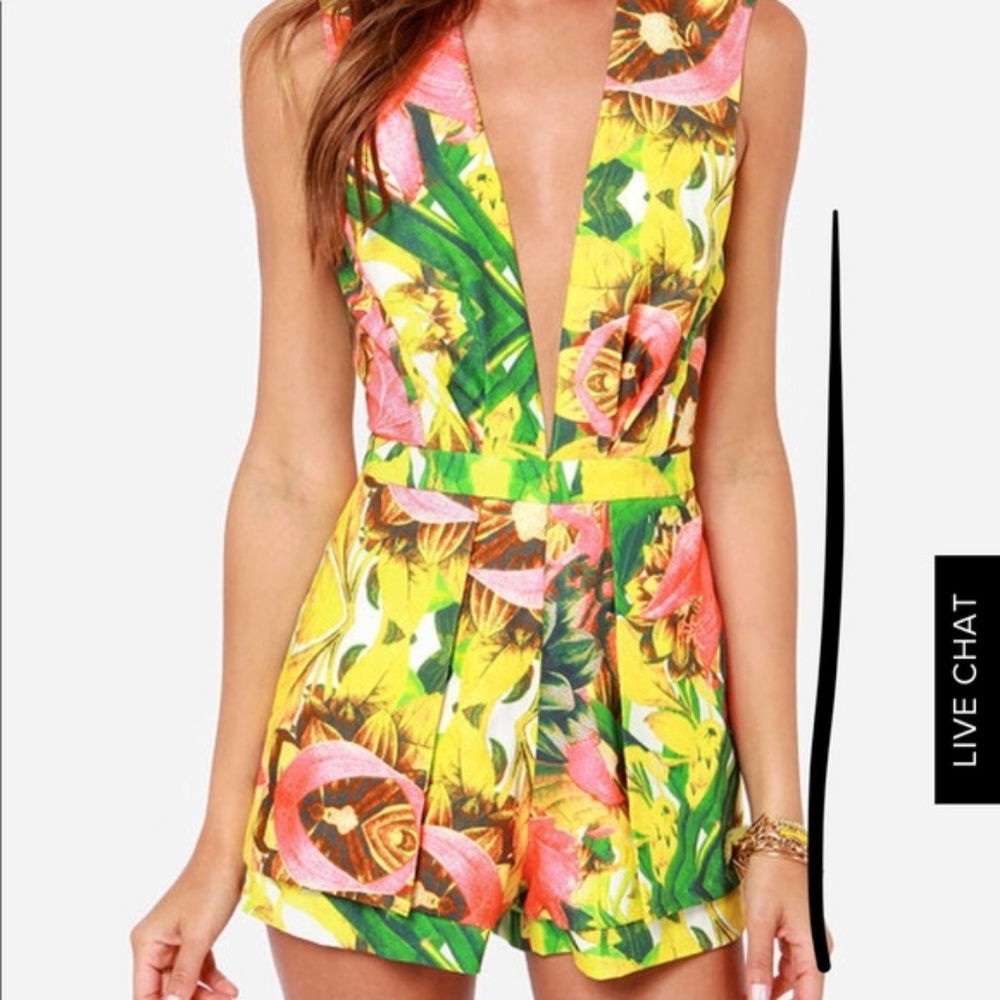 Deep V Floral Romper